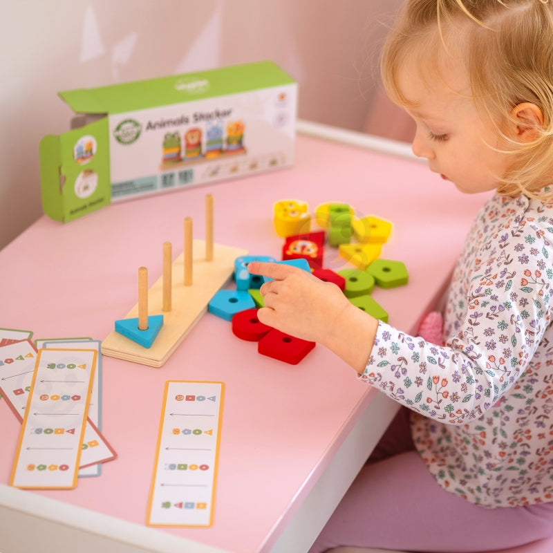 WOOPIE GREEN Puzzel Dierentoren voor kinderen 27 stuks - FSC - Montessori Speelgoed