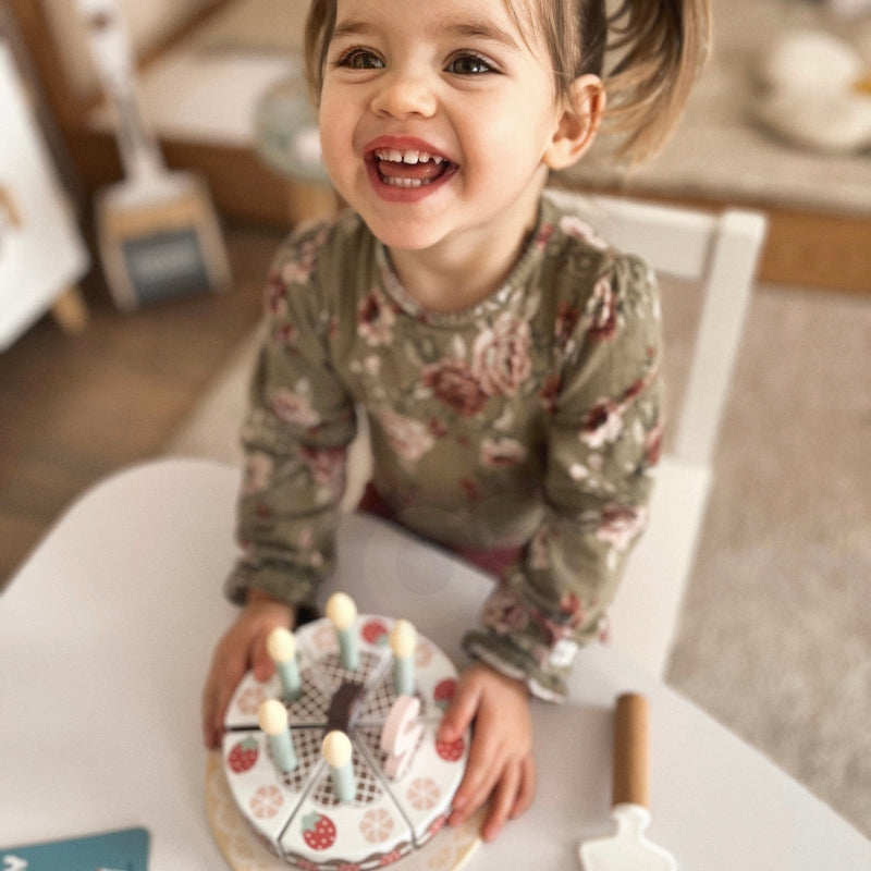 TOOKY TOY Houten Verjaardagstaart met Kaarsjes en Klittenband