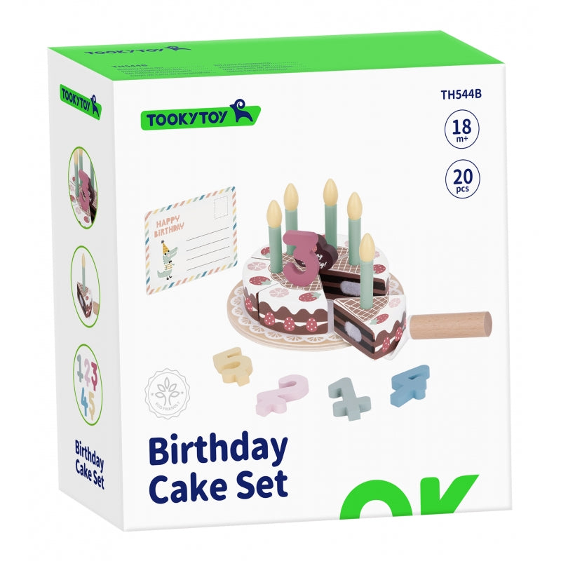 TOOKY TOY Houten Verjaardagstaart met Kaarsjes en Klittenband