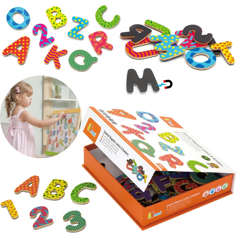 VIGA Houten Magnetisch Set Letters en Cijfers