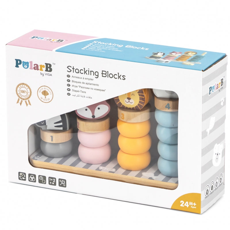 VIGA Houten Dieren Blokken Puzzel