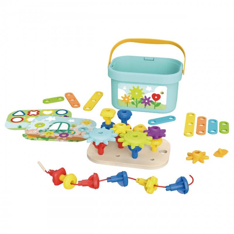 WOOPIE GREEN houten 12-in-1 baby Bouwdoos - Zintuigspeelgoed - Motorisch Montessori speelgoed