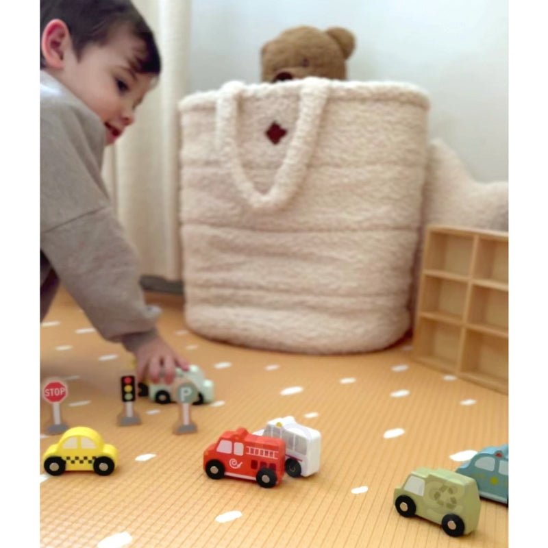 TOOKY TOY Set van Houten Voertuigen en Verkeersborden in houten standaard