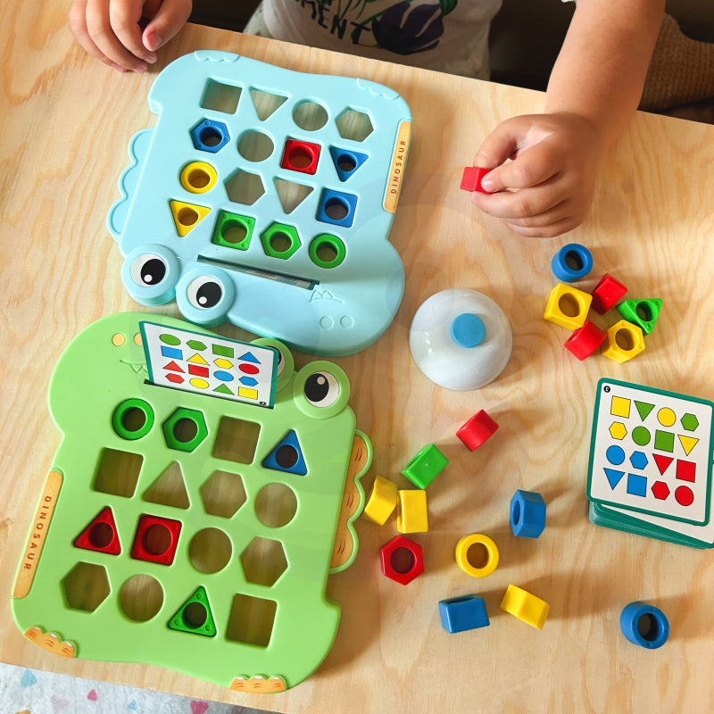 WOOPIE Dinosaurus Puzzel Behendigheidsspel - Vormen herkennen - Montessori Speelgoed