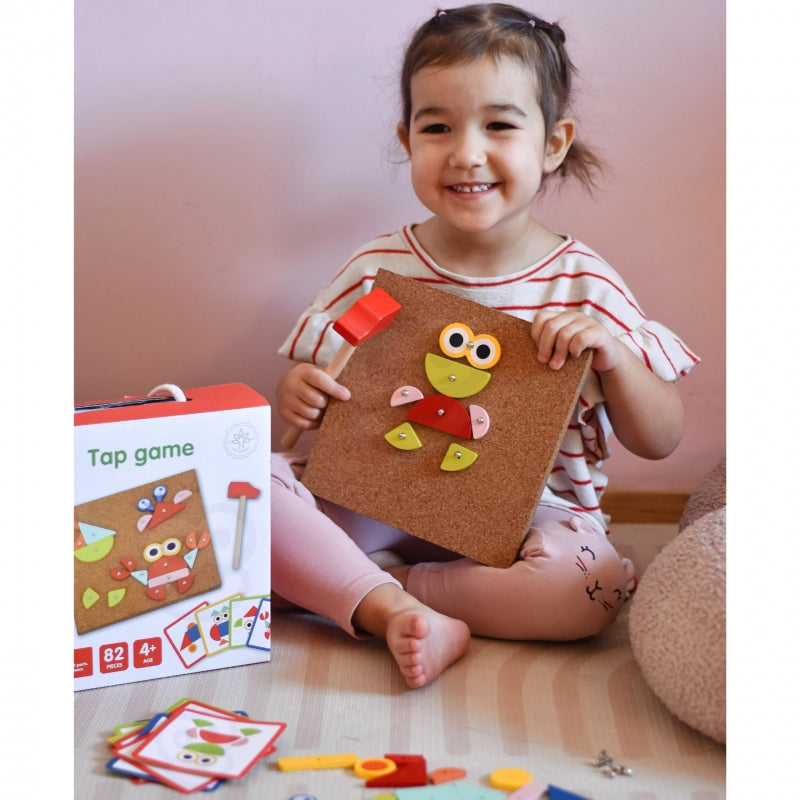 WOOPIE GREEN Houten Hamer- en Spijkerbord - Puzzel 20 Patronen - 82 Stuks - FSC Certificaat