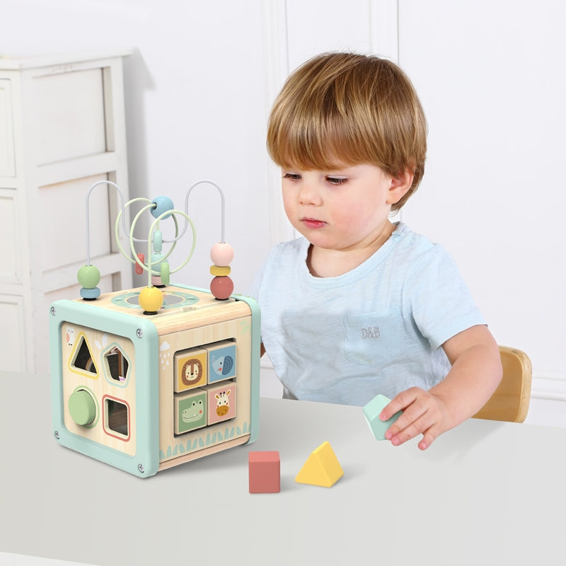 WOOPIE Houten Activiteitenkubus + Multifunctionele Educatieve Sorteerder