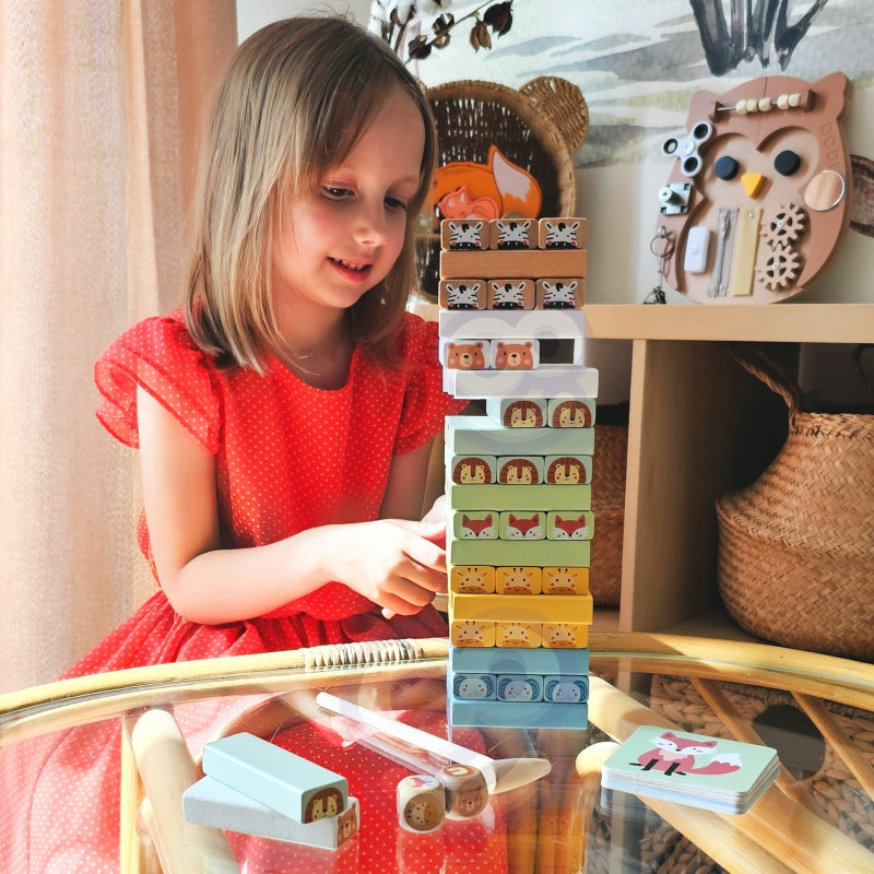 TOOKY TOY Behendigheidsspel 'Wankelende Toren' Dieren 82 delig