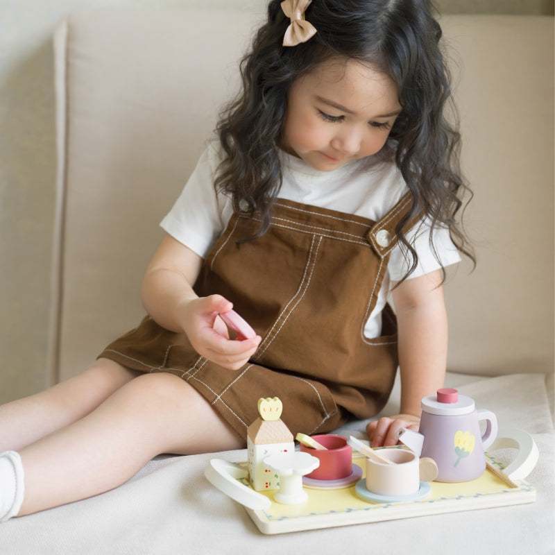 CLASSIC WORLD Houten thee- en gebakjes set 14-delig