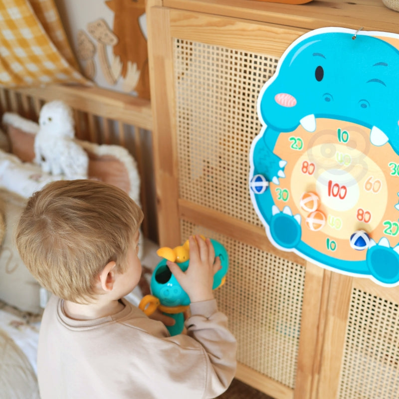 WOOPIE Dartspel met thema Dinosaurussen inclusief Pistool, Klittenband Ballen, Doel en Puntenscore