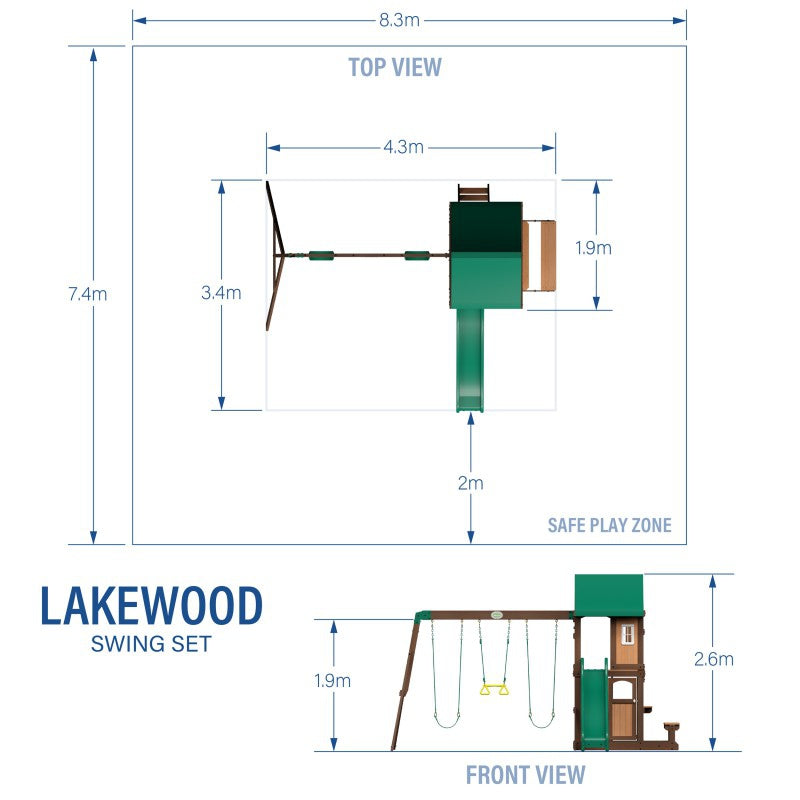 BACKYARD DISCOVERY Houten Speeltoestel Lakewood – Schommels, Glijbaan en Speelhuisje