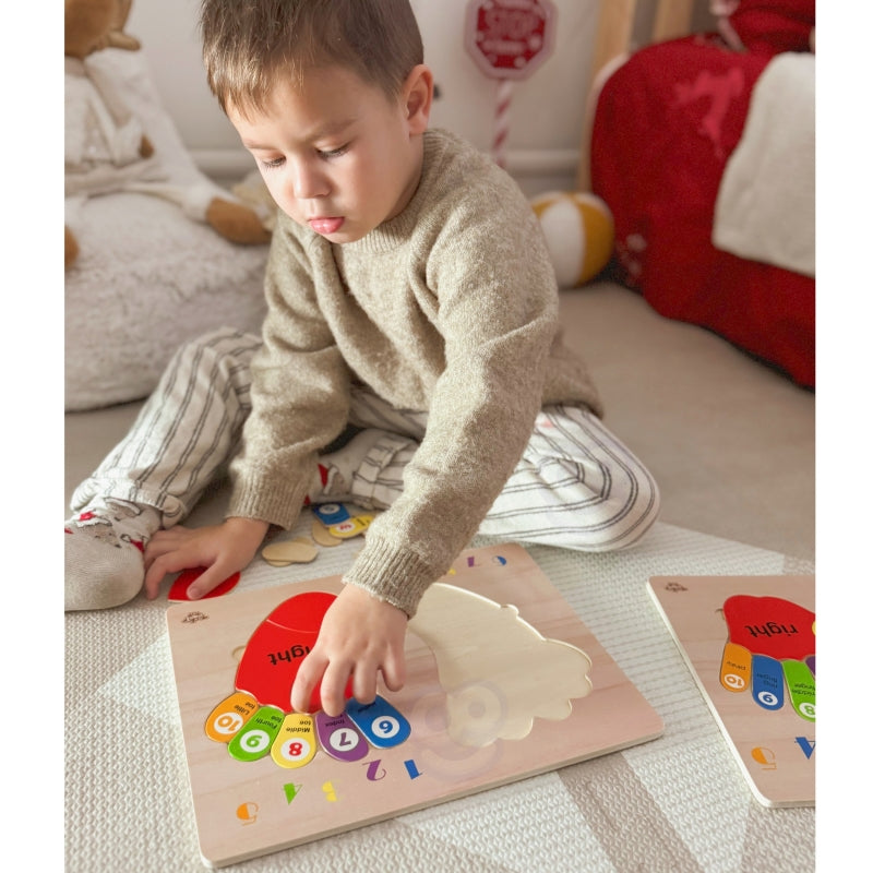 TOOKY TOY Educatieve houten puzzel met voeten, leren tellen en kleuren
