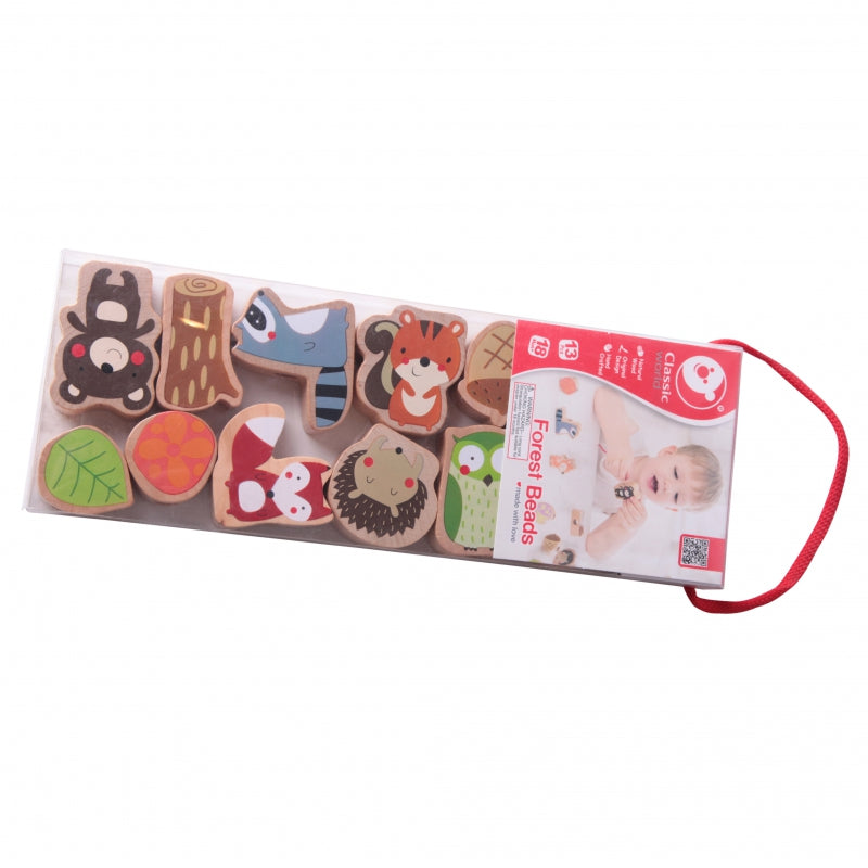 CLASSIC WORLD Houten Rijgblokken Bosdieren 13 stuks