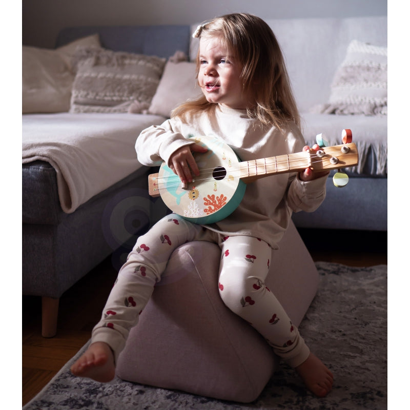 TOOKY TOY Houten Banjo voor Kinderen – Muziekplezier met Zeethema