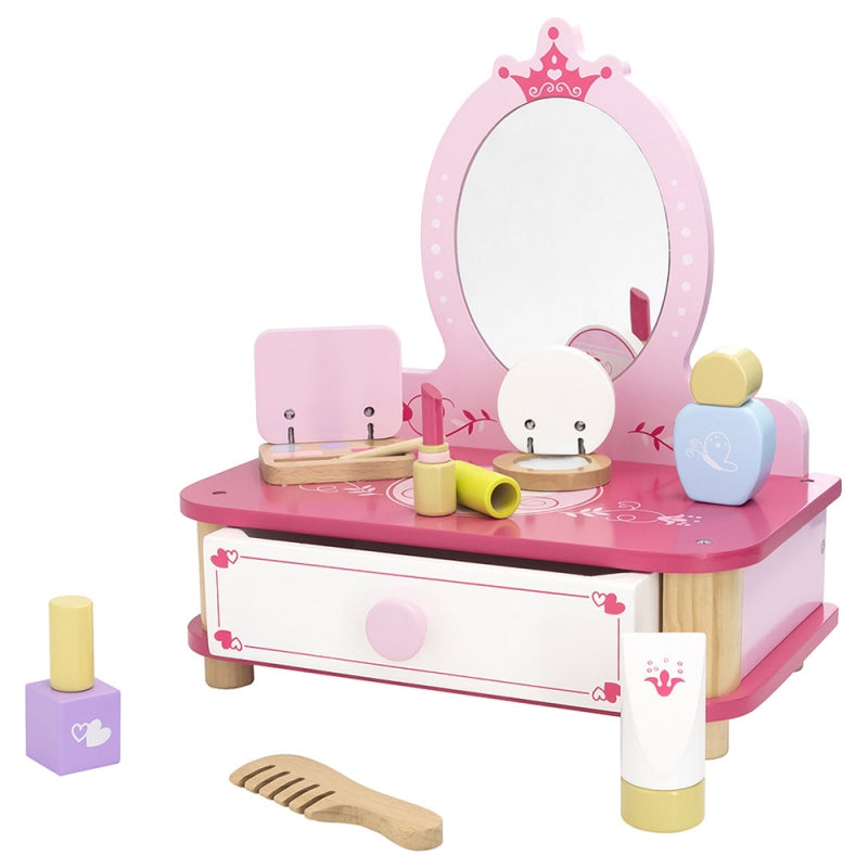 VIGA Houten Roze Make-uptafel met Spiegel + Accessoires