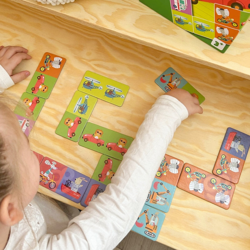 WOOPIE Dominospelset Transport Dieren Schuifpuzzels voor kinderen