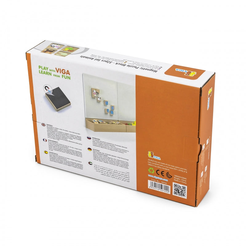 VIGA Houten Magnetische Dierenpuzzel