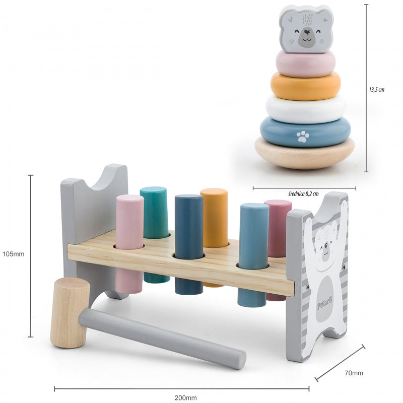 VIGA Houten Piramide + IJsbeer Hamer Set