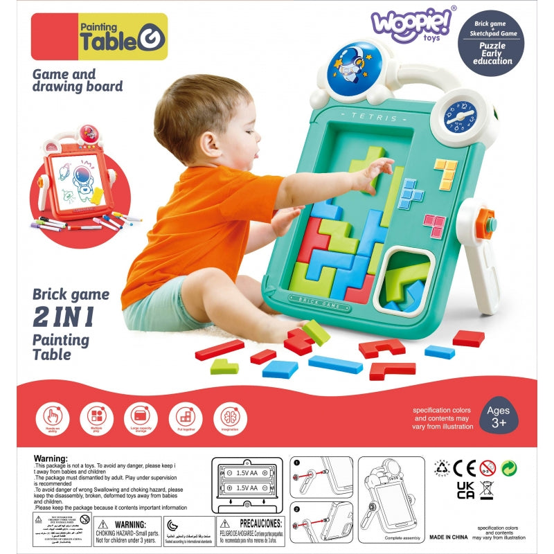 WOOPIE 2-in-1 Tetris Tekenbord - Speel en Schrijf bord - Oranje
