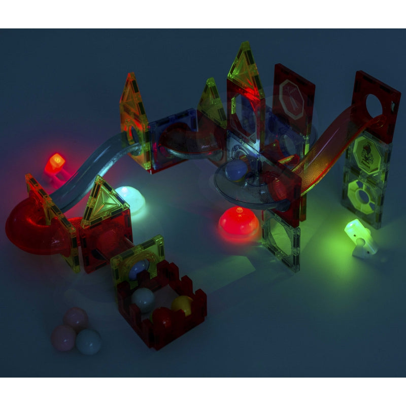 WOOPIE Magnetische Bouwstenen, Lichtgevende Kogelbaan, Knikkerbaan 75 stuks