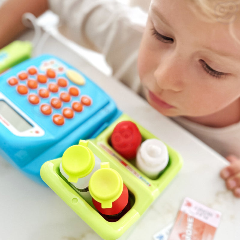 WOOPIE Speelgoed Winkelkassa met plank en accessoires