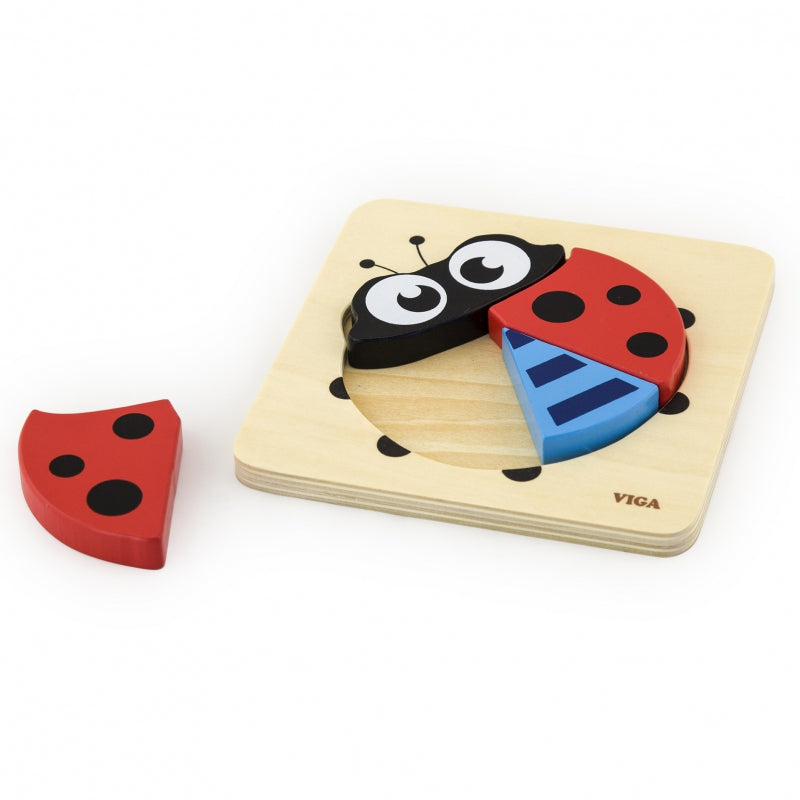 VIGA Eerste Houten Puzzel voor Peuters – Lieveheersbeestje