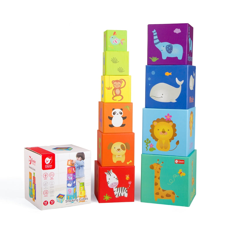 CLASSIC WORLD Baby Stapel Blokken - Torenpuzzel in Doos – Educatief Speelgoed