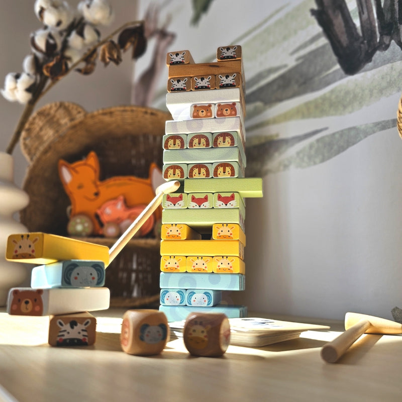 TOOKY TOY Behendigheidsspel 'Wankelende Toren' Dieren 82 delig