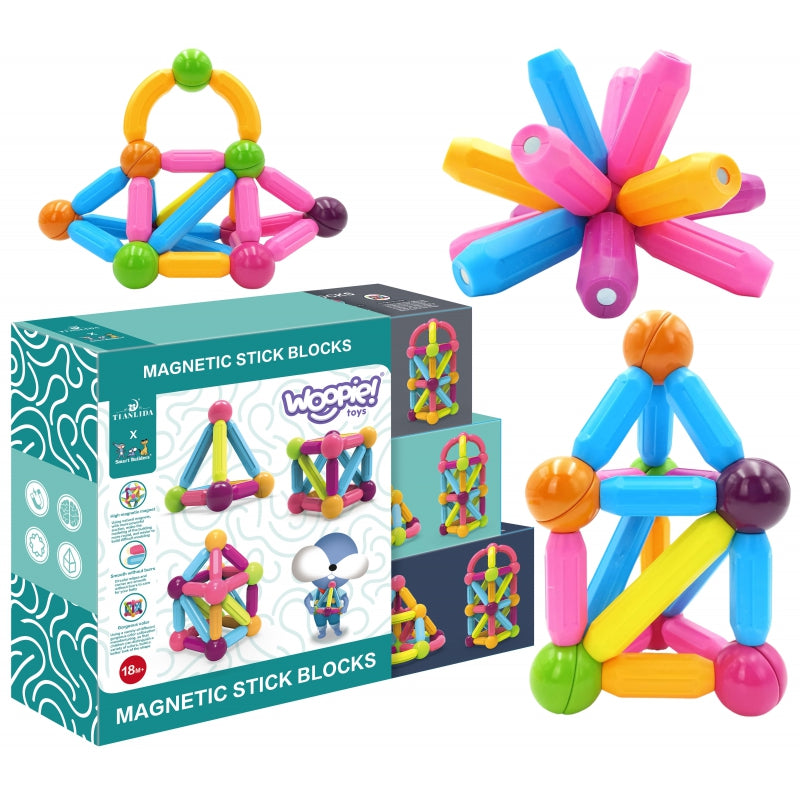 WOOPIE Magnetische Constructieblokken Educatief Groot & Dik – 38-delig