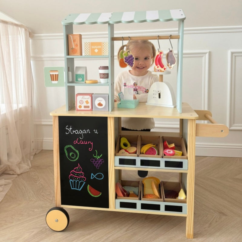 WOOPIE Grote multifunctionele 5-in-1 Winkelkraam, Supermarkt, Restaurant, Café & Keuken 73 onderdelen