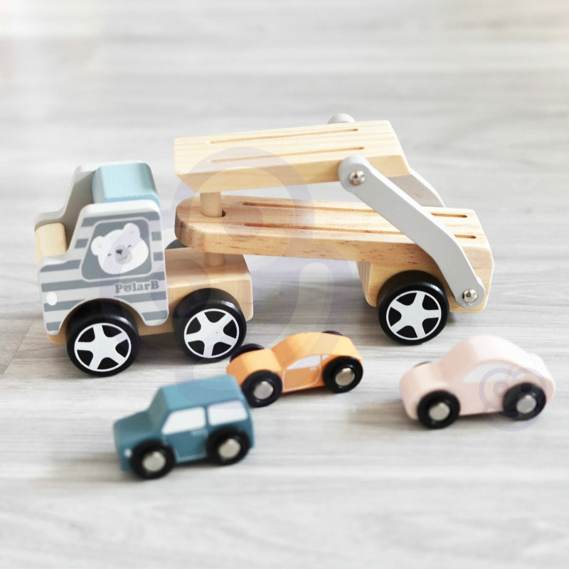 VIGA PolarB Houten Oplegger met Auto's - Montessori speelgoed