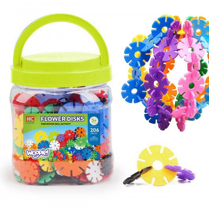 WOOPIE Bouwblokken bloemen in een emmer - 206 stuks