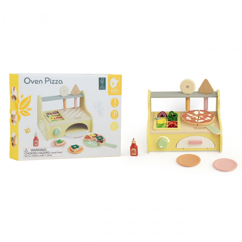 CLASSIC WORLD Houten Speelgoed Pizzaoven - Oven Pizza 3+ FSC