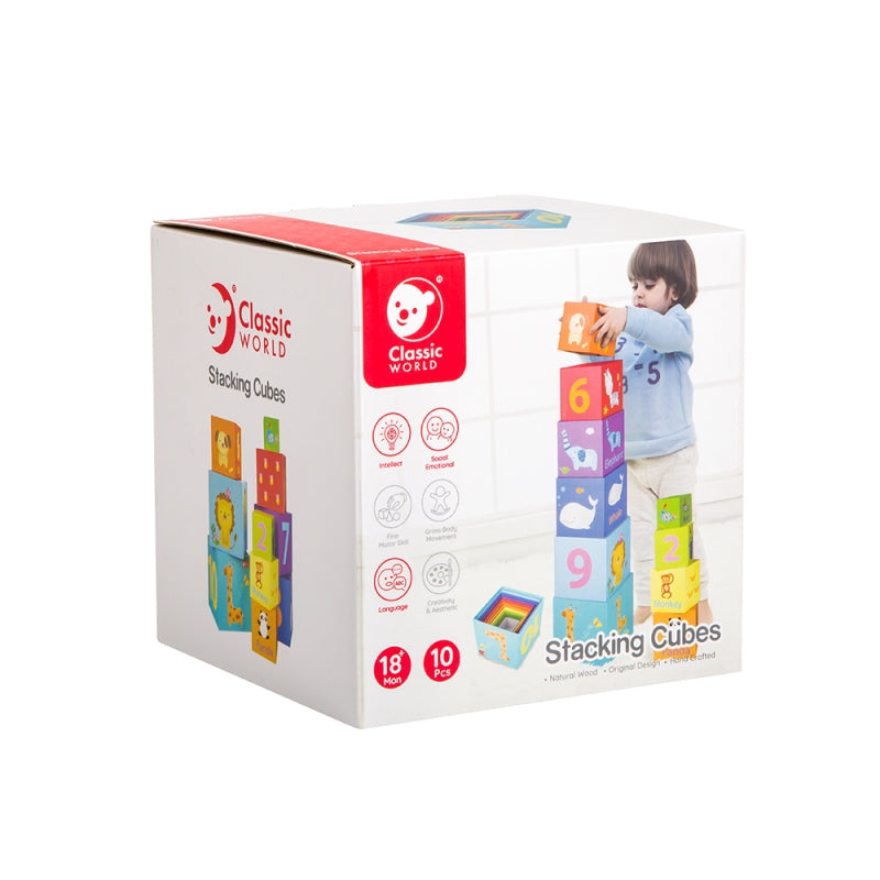 CLASSIC WORLD Baby Stapel Blokken - Torenpuzzel in Doos – Educatief Speelgoed