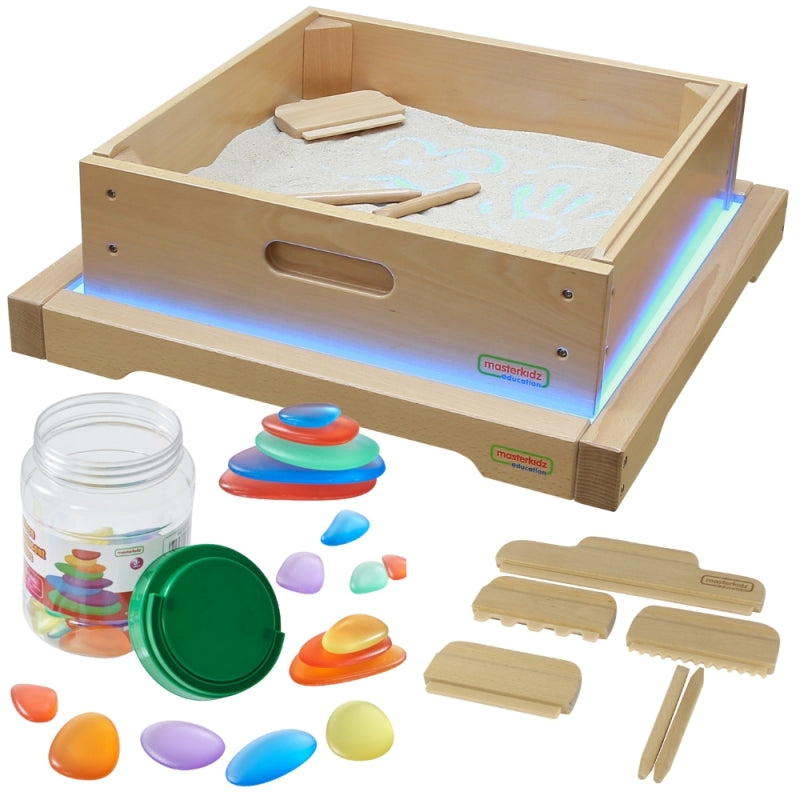 MASTERKIDZ Sensory Frame - LED-paneel + zandspeel accessoiresset