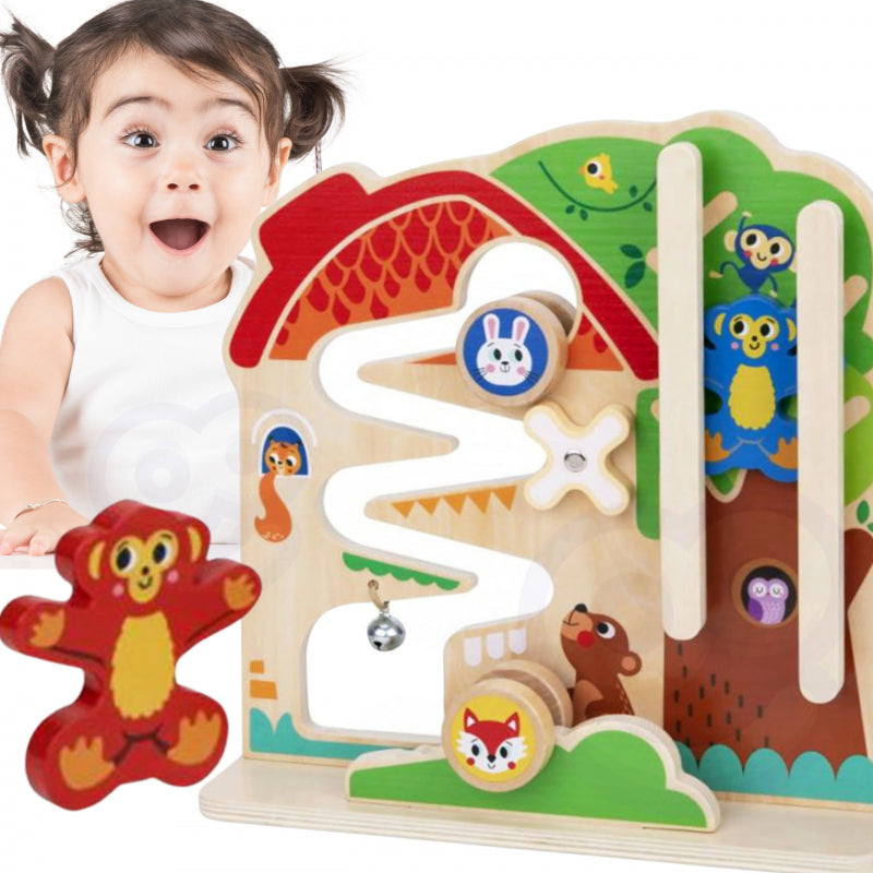 TOOKY TOY Houten Montessori activiteitenbord met doolhof