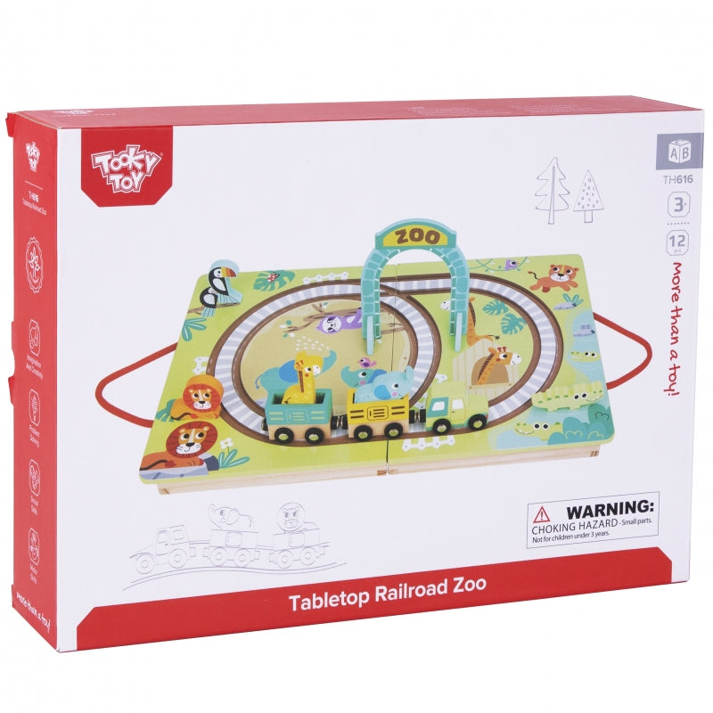 TOOKY TOYS houten trein dierentuin met magneten in koffertreinspoor