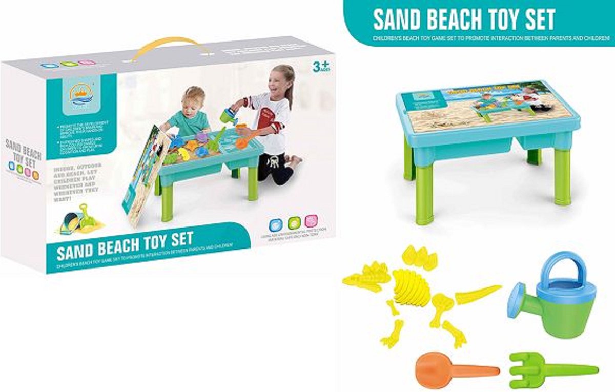Zand- en watertafel 17-delig - Zand- en Watertafel - Inclusief accessoires - Voor binnen en buiten - 43.6 x 29.3 x 25.5 CM
