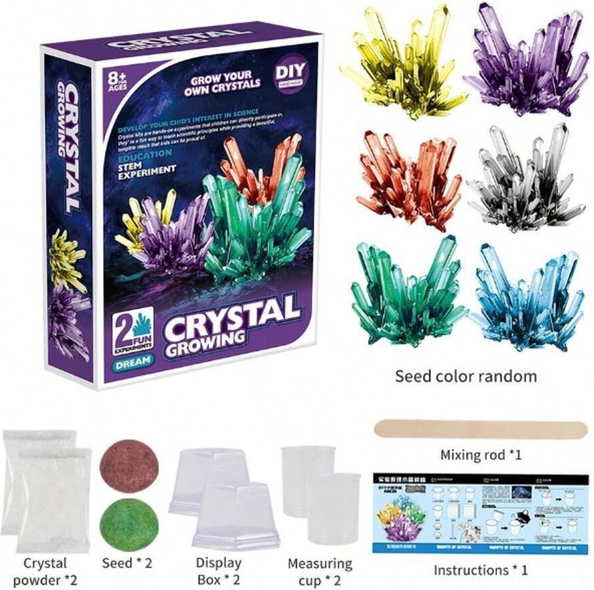 DIY kristallen maken set - zelf kristallen maken - kristallen kweken - Experimenteer set - STEM speelgoed