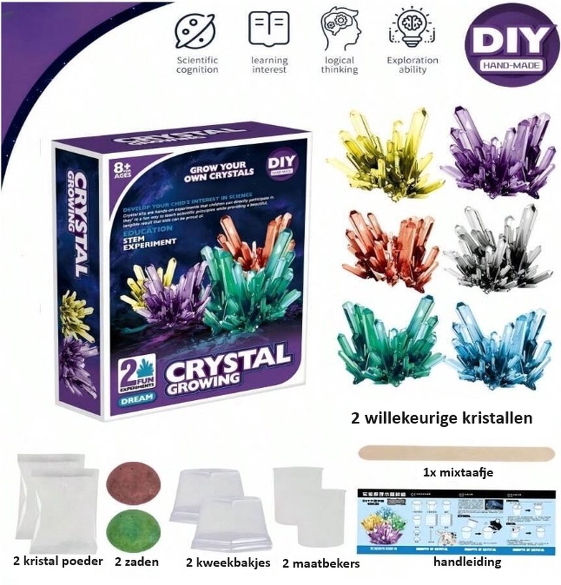 DIY kristallen maken set - zelf kristallen maken - kristallen kweken - Experimenteer set - STEM speelgoed