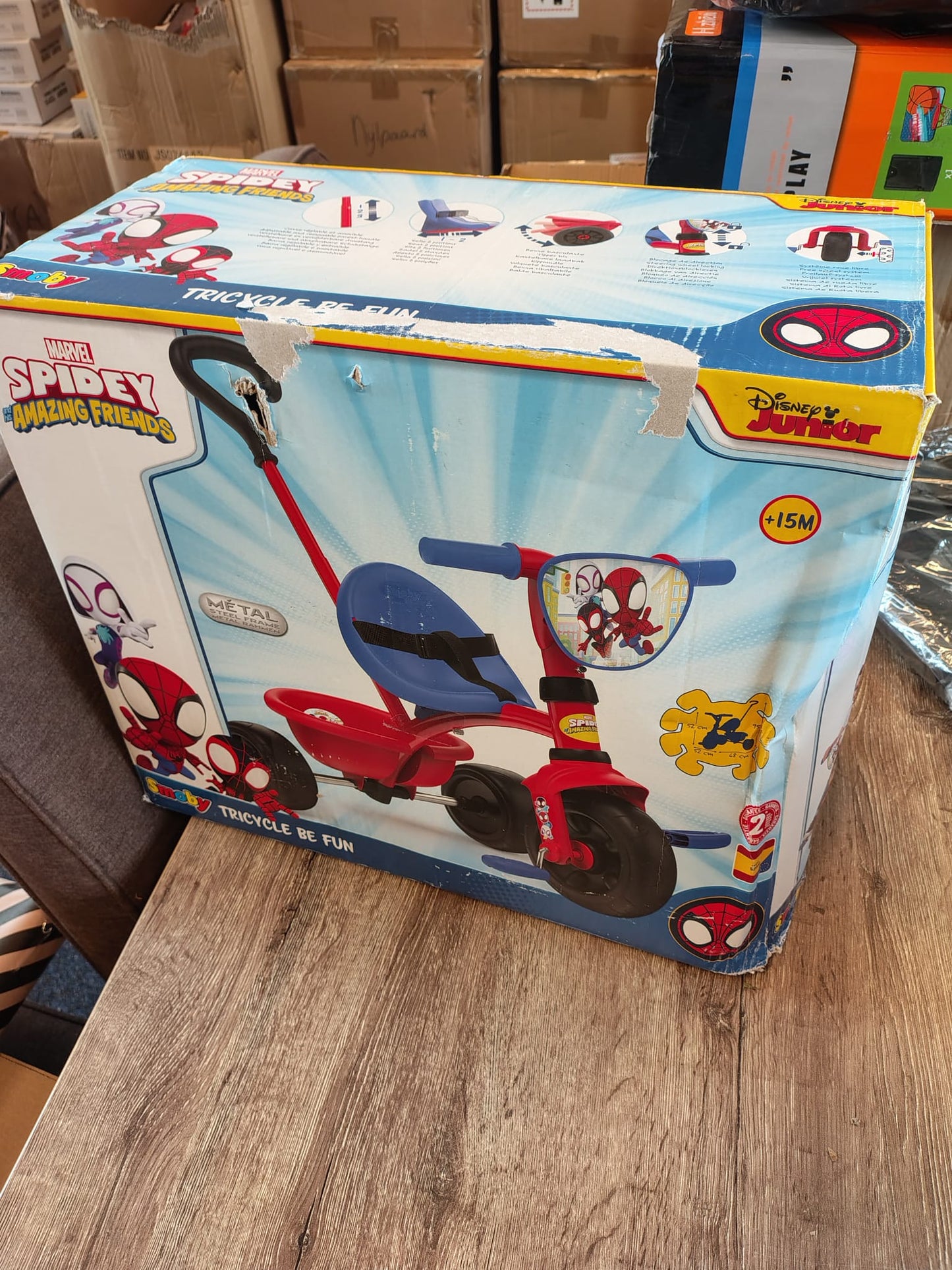 Smoby - Spidy Driewieler Be Fun - Spiderman - Driewieler (verpakking beschadigd)