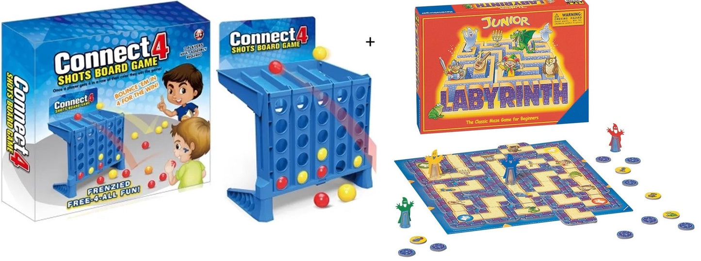 4 op een rij + Het Junior Labyrinth & Doolhof spel  – Slechts €29,95!