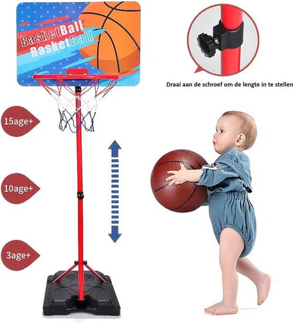 Basketbalpaal inclusief basketbalbord - Basketbalring - Verstelbaar in hoogte - 1,2 m tot 2,1 m - Basketbalring met Standaard