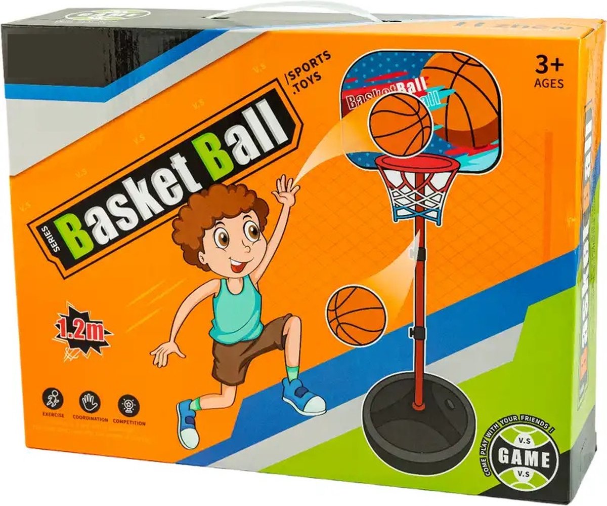 Basketbalpaal inclusief basketbalbord - Basketbalring - Verstelbaar in hoogte - 1,2 m tot 2,1 m - Basketbalring met Standaard