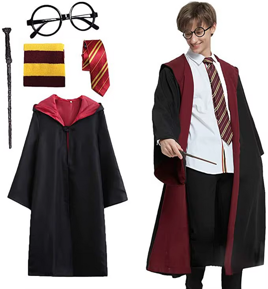 Harry Potter Kostuum, Outfit met Toverstaf, Sjaal, Bril en Stropdas