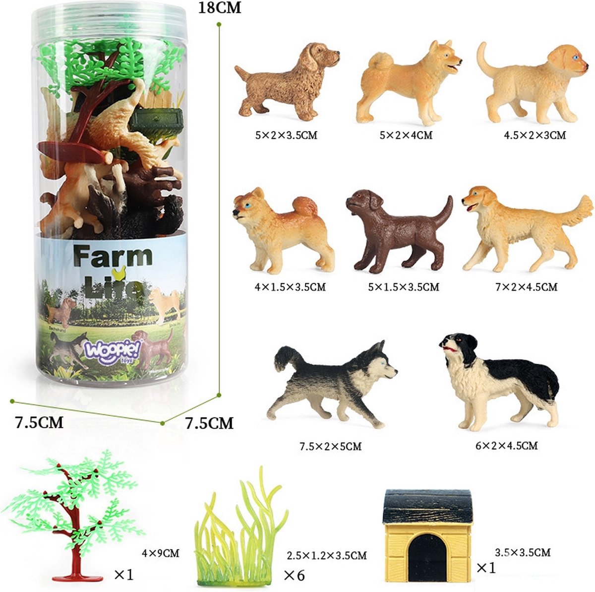 Speelgoedfiguren Honden - Speelfiguren - Hondenrassen - 16 stuks