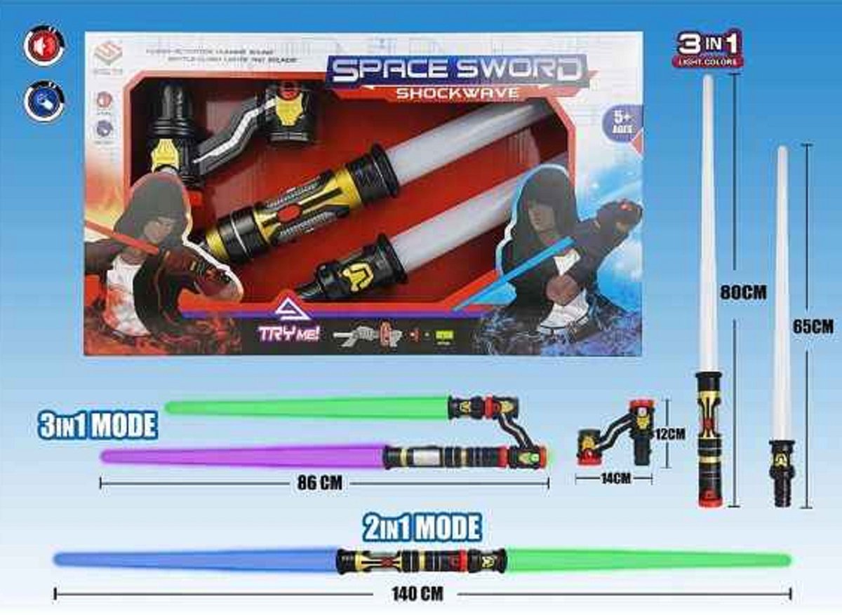 Lightsaber voor Kinderen - Lichtzwaard - Light Saber - Lightsaber met Licht en Geluid - 2 in 1 intrekbaar zwaard