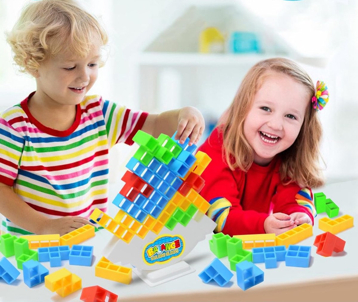 Tetra stapel balans spel - Tetris - Brick game - Stapel spel - Toren - Evenwichtsspel - 48 stuks
