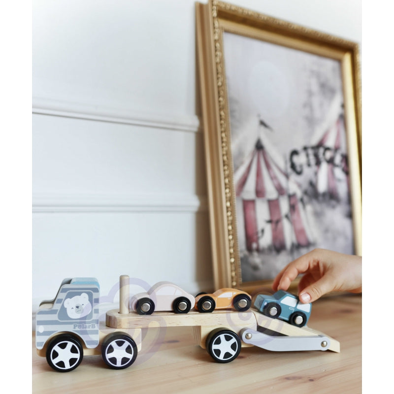 VIGA PolarB Houten Oplegger met Auto's - Montessori speelgoed