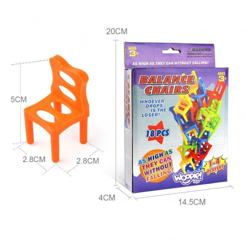 WOOPIE Behendigheidsspel Balancerende Stoelen Stapelspel 3+