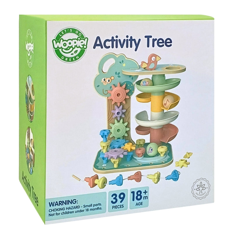 WOOPIE GREEN 4-in-1 Kogelbaan, Activiteitenboom - Montessori speelgoed - FSC gercertificeerd